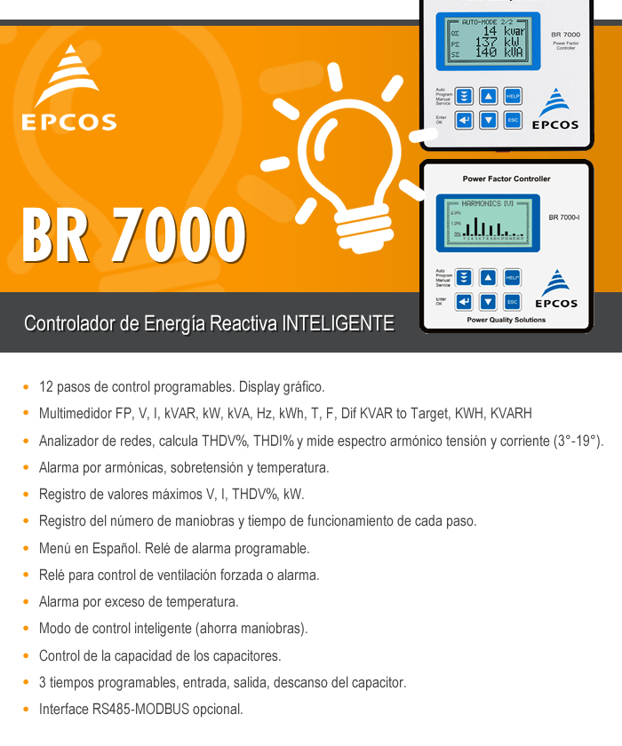BR 7000 Controlador de Energ&iacute;a Reactiva Inteligente 